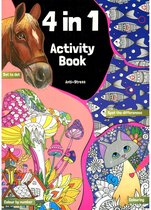 4 in 1 Activiteitenboek volwassenen - Kleurboek voor volwassen - Kleuren op nummer- Zoek de verschillen - Punt naar punt - Kleuren voor volwassenen - Dot to dot - ANTI STRESS kleur boek dieren bloemen vogels