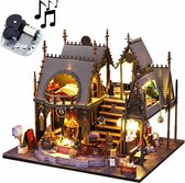 Meedeer Premium Miniatuur XXL bouwpakket - met muziekdoos- DIY Luna's magische huis model- Miniatuur bouwpakket-miniatuur poppenhuis-handgemaakt houten model-Met LED verlichting- 24x19x20cm- Poppenhuis – Voor 14 jaar +