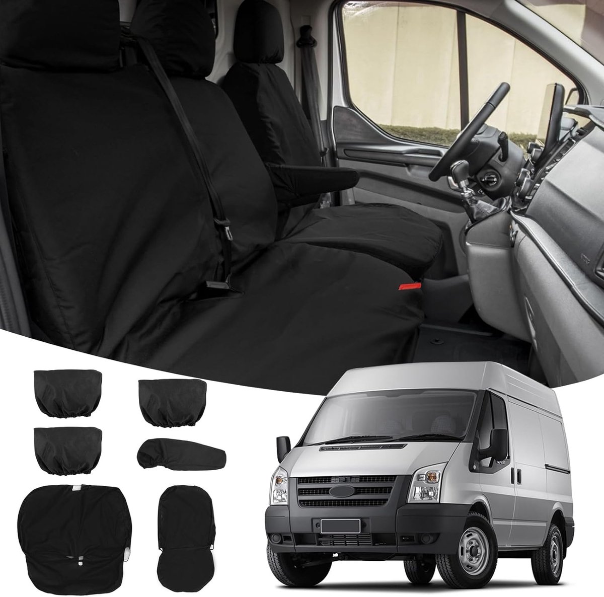 Autostoelhoezen Ford Transit MK7 - 3 stoelen waterdicht - 2007-2013