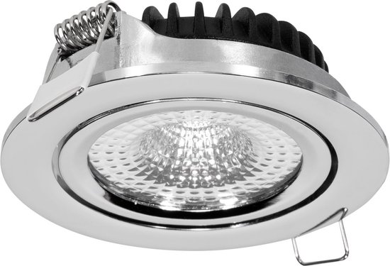 Ledmatters - Inbouwspot Chroom - Dimbaar - 5 watt - 510 Lumen - 2700 Kelvin - Warm wit licht - IP65 Badkamerverlichting