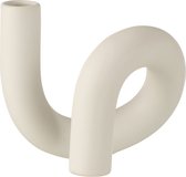 J-Line Bougeoir Torsion 1 Bougie Ceramique Blanc