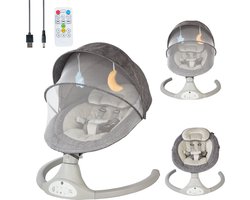 Bebies First Elektrische Wipstoel/ Schommelstoel Met Bluetoothfunctie Relax Met Kap & Speelboog - Grijs