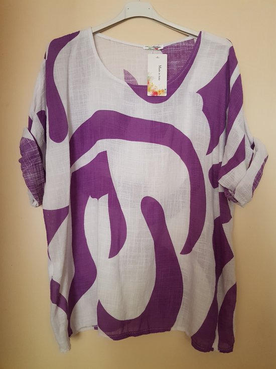 Dames top print paars One size 38/42