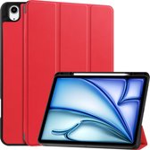 Hoes geschikt voor Apple iPad Air (2024) - 13 Inch - Tri-Fold Book Case met Stylus Pen houder - TPU - Rood
