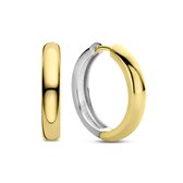 New Bling 9NB-0845 Zilveren Oorringen - Dames - 2 Kleuren - Scharnier - 20 x 4 mm - Rhodium - Zilver - Gold Plated (Verguld/Goud op Zilver)