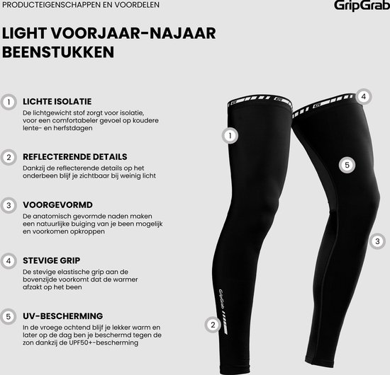 GripGrab - Light Leg Warmers Lente Herfst Fiets Beenstukken Wielrennen Beenwarmers - Zwart - Unisex - Maat S — afbeelding 3