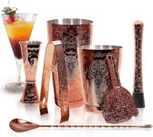 RYER Cocktailshakerset - Etsen Barman Kit in Geschenkdoos Set van 7, Handwash, koper. brons