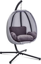 Egg Hangstoel - Hangstoel met Standaard - Chair voor Binnen en Buiten - Grijs