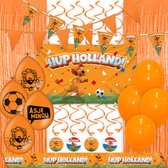 LUQ - Loeki Oranje EK WK Pakket Compleet Versiering Slingers Vlaggenlijn Oranje Ballonnen Loeki de Leeuw