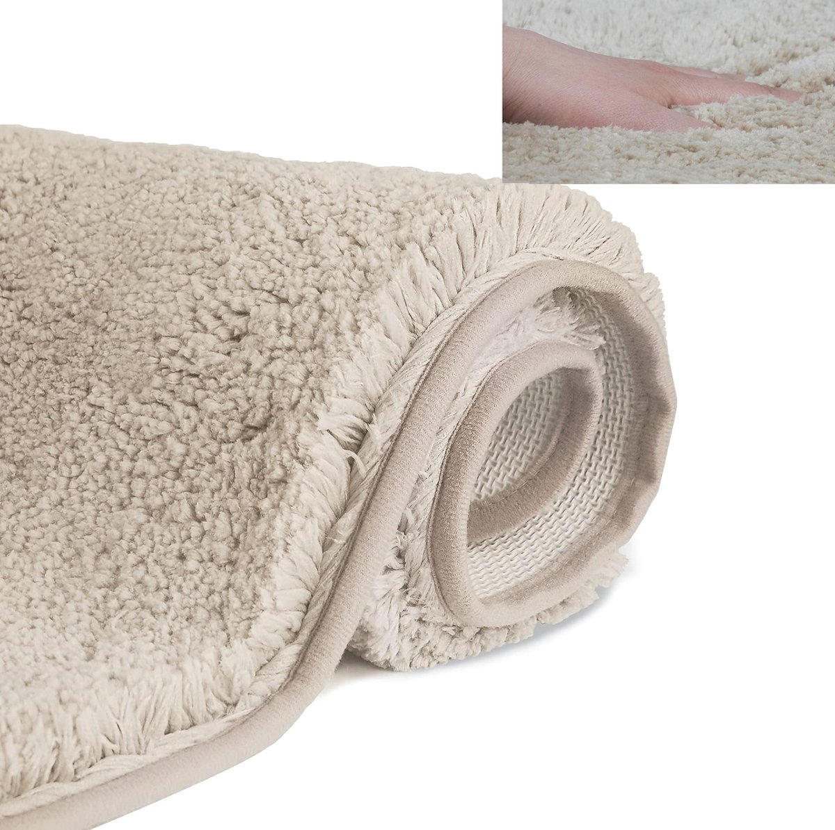 Zachte Microvezels Hoogpolige Badmat - Antislip - Machinewasbare Badmat met Waterabsorberende - Voor Badkuip - Douche en Badkamer - Beige _ 50x80 cm