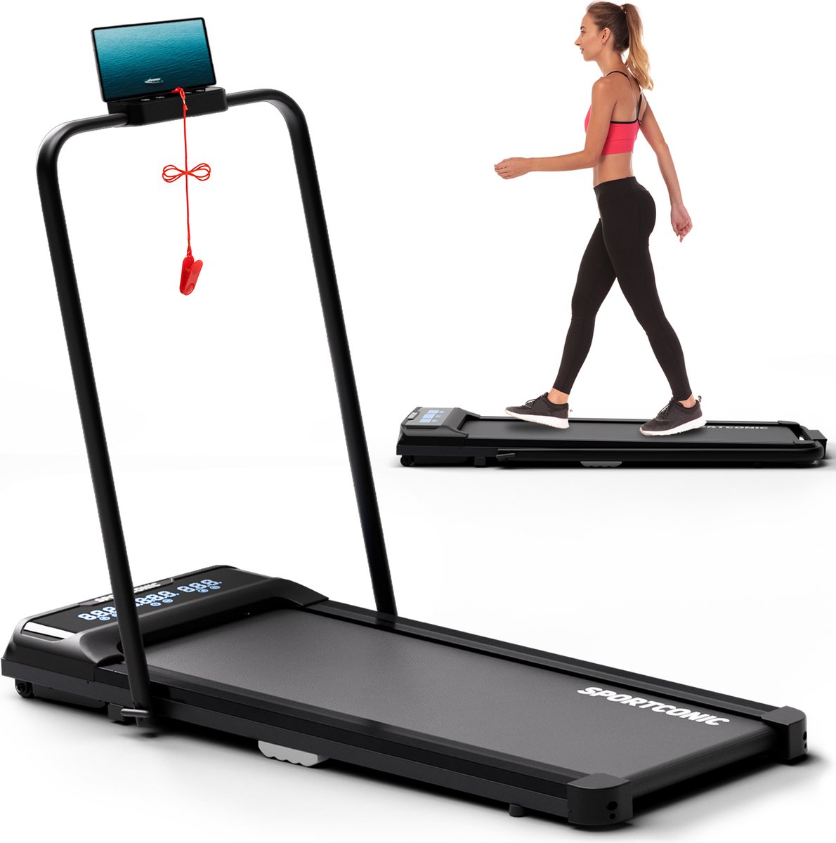 Sportconic Loopband 1-12km/u – Walking Pad – Opvouwbare Loopband – Wandelband – Inklapbaar – Incl. Tablethouder en Afstandsbediening op Prijzenvolger.com