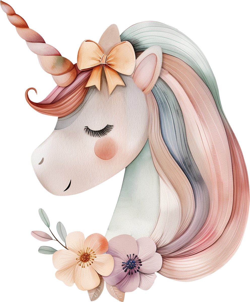Muursticker unicorn 21x25 cm - Decoratie kinderkamer / babykamer jongens & meisjes