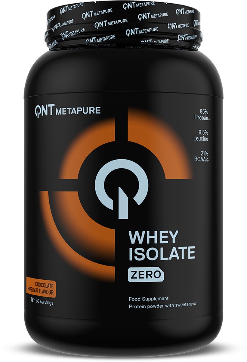 Goedkoopste QNT Metapure Whey Protein Isolate 908 gram Chocolate - Hazelnoot