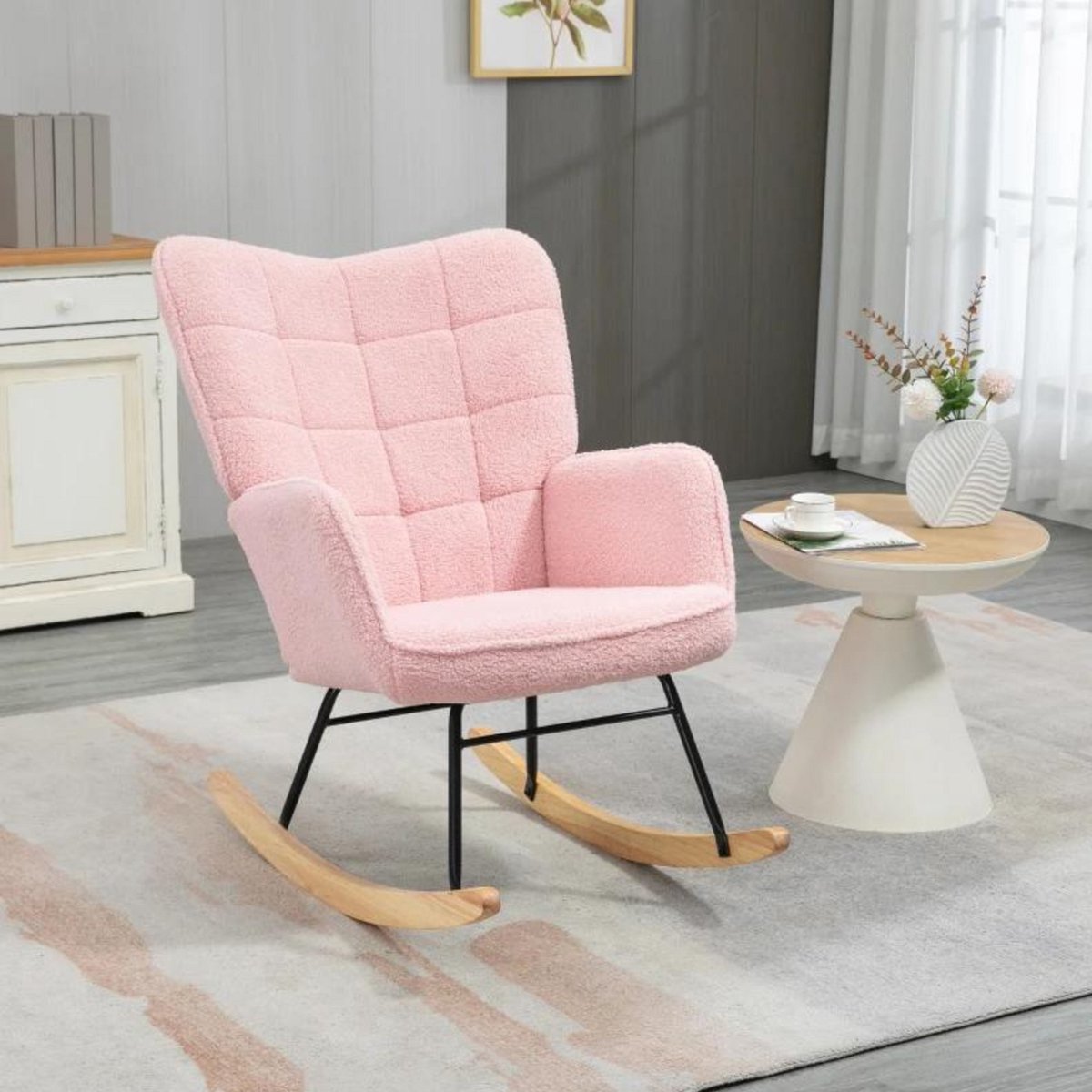 Zenzee Schommelstoel - Schommelstoelen babykamer - Relaxstoel - Fauteuil - Voedingsstoel - Roze — afbeelding 7