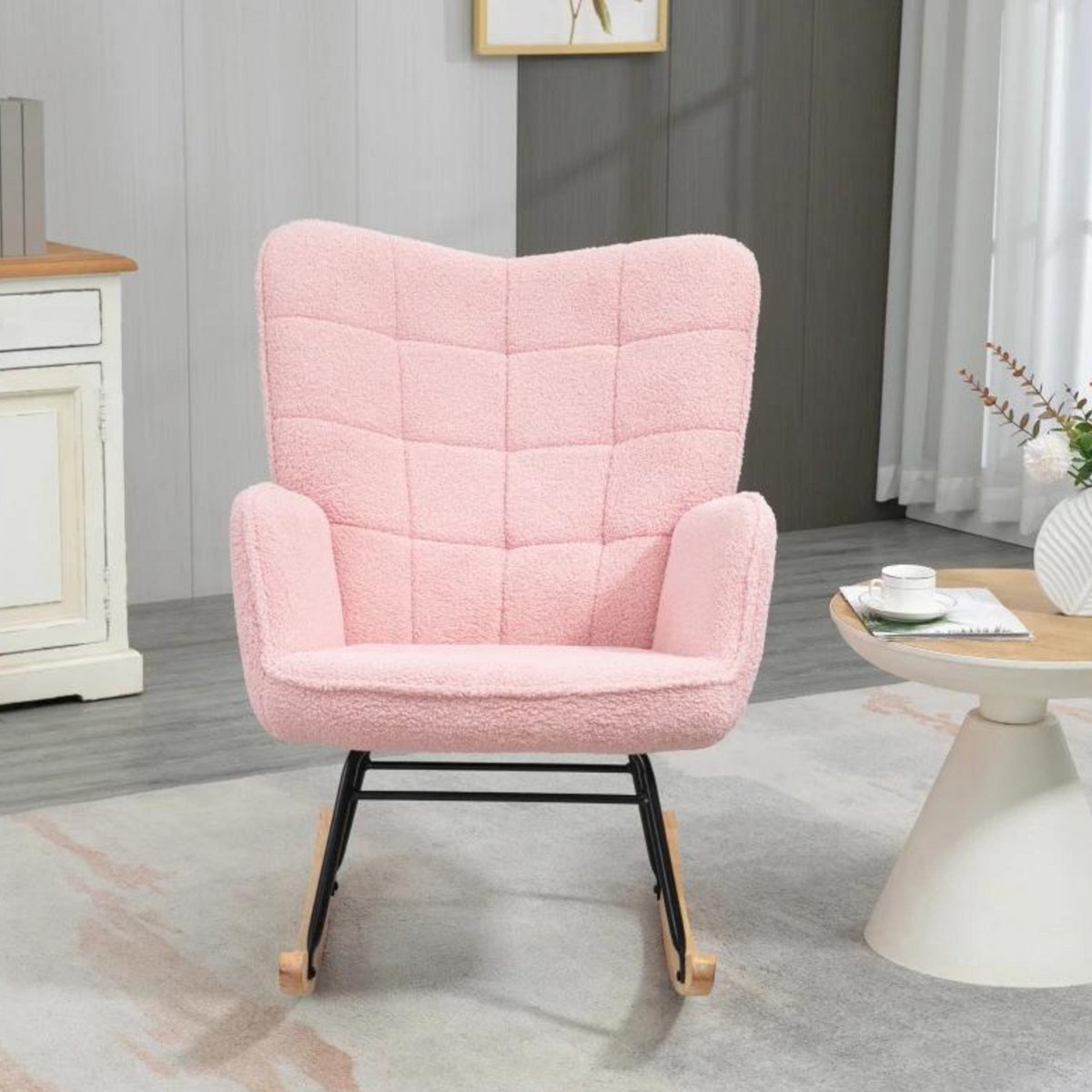 Zenzee Schommelstoel - Schommelstoelen babykamer - Relaxstoel - Fauteuil - Voedingsstoel - Roze — afbeelding 3
