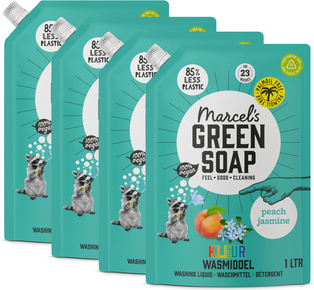 Goedkoopste Marcel's Green Soap Kleur Wasmiddel Refill Perzik & Jasmijn 4 x 1L