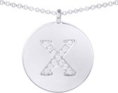 Letter Ketting X | Zilveren initialen ketting X met zirkonia | 925 Sterling Zilver