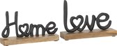 J-Line decoratie Letters Love/Home - hout/metaal - zwart - large - 2 stuks