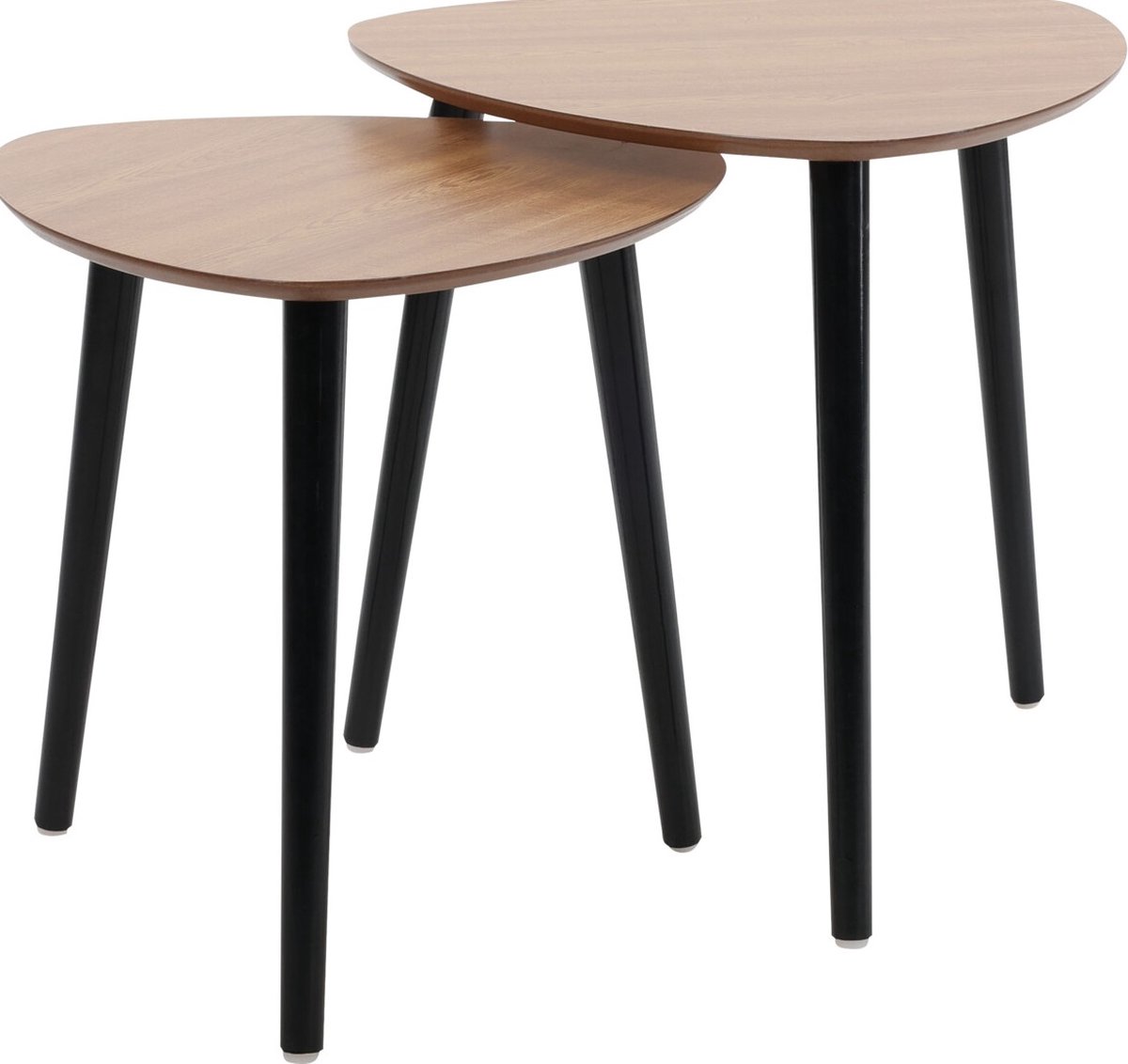 In & Out Deco bijzettafels - hout - essen - set van 2 met zwarte poten