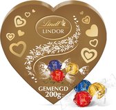 Lindt LINDOR Hart Goud 200 gram - Gemengde Chocolade Bonbons - Melkchocolade, Witte Chocolade & Pure Chocolade - Chocolade Cadeau