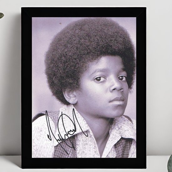 Michael Jackson Ingelijste Handtekening – 15 x 10cm In Klassiek Zwart Frame – Gedrukte handtekening – King of Pop - MJ - The Jackson 5 - Billie Jean - Thriller