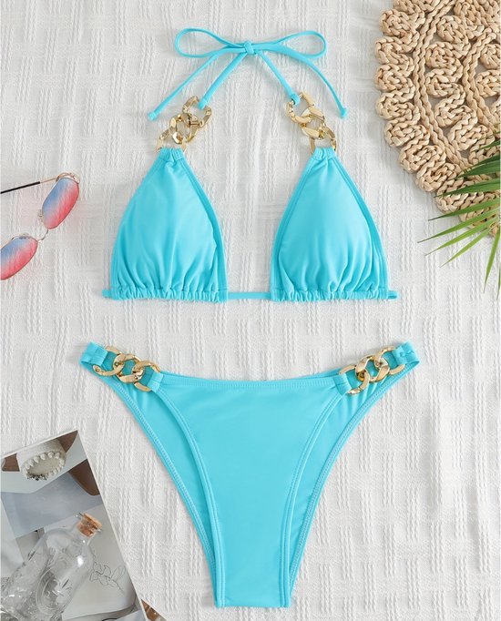 Livano Bikini Femme – Bikini Filles – Maillot de Bain – Push Up – Maillot de Nager – Set Sexy – Haut et Bas – Blauw – Taille S