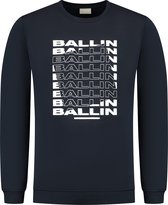 Ballin Amsterdam - Heren Regular fit Sweaters Crewneck LS - Navy - Maat L