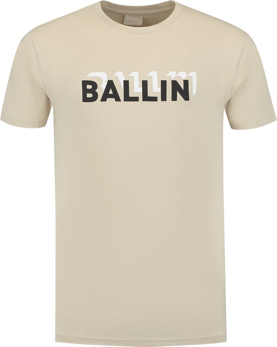 Ballin Amsterdam - Heren Regular fit T-shirts Crewneck SS - Sand - Maat XL