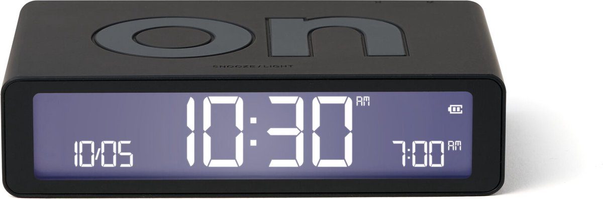 Lexon Flip Classic ON OFF omkeerbare oplaadbare Wekker - Zwart
