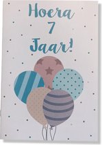 Hourra 7 ans! Carte d'anniversaire de Luxe - 12x17cm - Carte de vœux pliée avec enveloppe - Carte d'âge