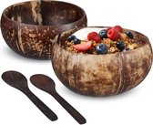 Relaxdays koksnoot kom - 13 cm - ontbijtkom - muesli - poke bowl kom - smoothie kom