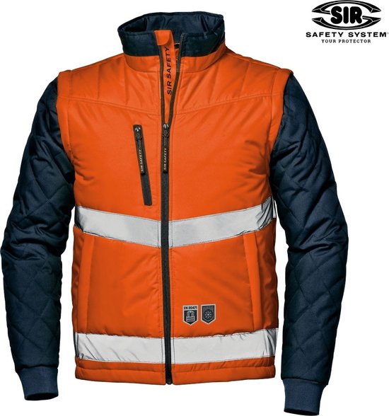 SIR SAFETY DRIVER Veste de travail 3 en 1 Hi visibilité Oranje réfléchissante - Veste réfléchissante 3 en 1 pour les travailleurs des travaux routiers et de la construction Hi de travail haute visibilité