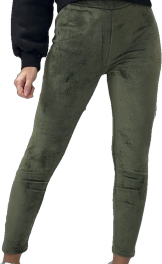 Dilena fashion fluwele jogging broek groen