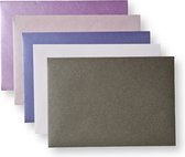 50 Enveloppes colorées - C6 - 114x162mm - 5 couleurs - Lavande / Anthracite / Wit / Vieux rose / Lilas - métallisé - Mix