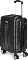 BRUBAKER Handbagage Hardcase Koffer Miami - Uitbreidbare Reiskoffer met cijferslot, 4 Wielen en Comfortabele Handgrepen - 37 x 56 x 24,5 cm ABS Trolley Koffer (M - Zwart)