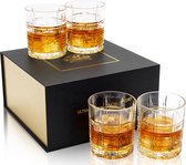 whisky lux Ouderwetse whiskyglazen met luxe doos, 300 ml Rocks Barware voor bourbon, Scotch, likeur en cocktaildrankjes, set van 4