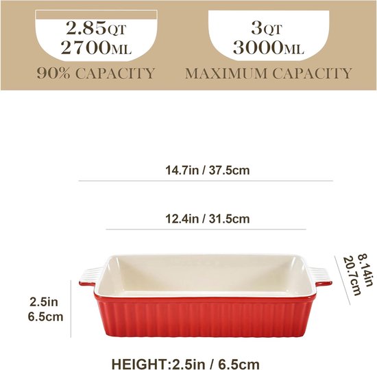 Porseleinen ovenschaal, 6-delige set, 400 ml rechthoekige porseleinen