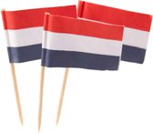 Cocktailprikkers/prikkertjes - vlag Nederland - 100x stuks - 13 cm - Holland supporters