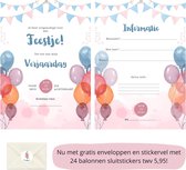 Uitnodiging kinderfeestje - Kinderfeest - Uitnodigingen - Verjaardag - Inclusief enveloppen - Eigen design en print - Wenskaart - Balonnen - 20 stuks - A6