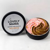 Moederdag cadeauset - Strawberry Caramel SMALL - Whipped Soap, Bodycreme en Bodymist mini - Lovely Mama