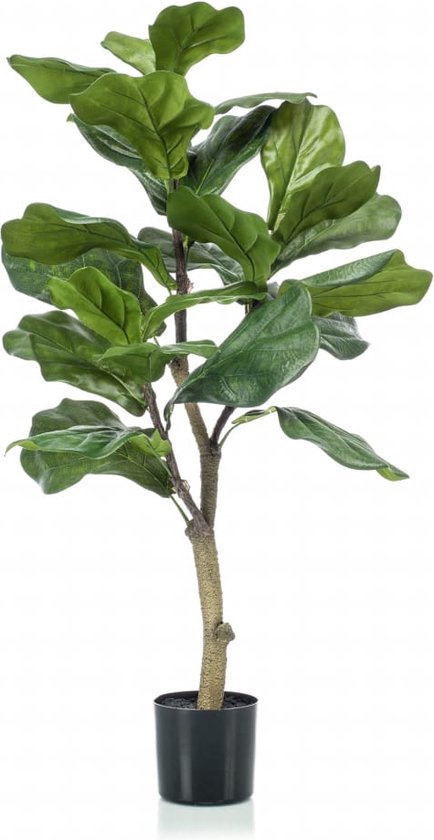 Groene kunstplant ficus Lyrata 90 cm in pot - Mooie decoratie kunstplanten voor binnen
