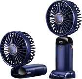 Handventilator - Draagbare Ventilator Oplaadbaar - Tafelventilator Draadloos - Mini Fan - 5 Standen - Blauw