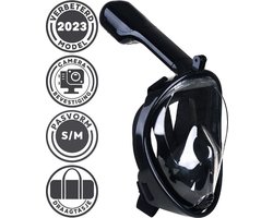 Full Face Mask - Snorkelmasker Volwassenen zwart - Snorkelset en duikbril in 1 Zwart - S/M