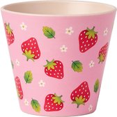 Quy Cup - 90ml Ecologische Reis Beker - Espressobeker “Strawberry - AARDBEI” 7x7x7cm