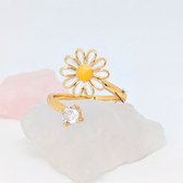 Luminora Daisy Ring Goud - Fidget Ring Daisy - Bague Anxiété - Ring Anti Stress - Ring Anti Stress - Ring Spinner - Ring Ring - Ring Twist - Bijoux Wellness
