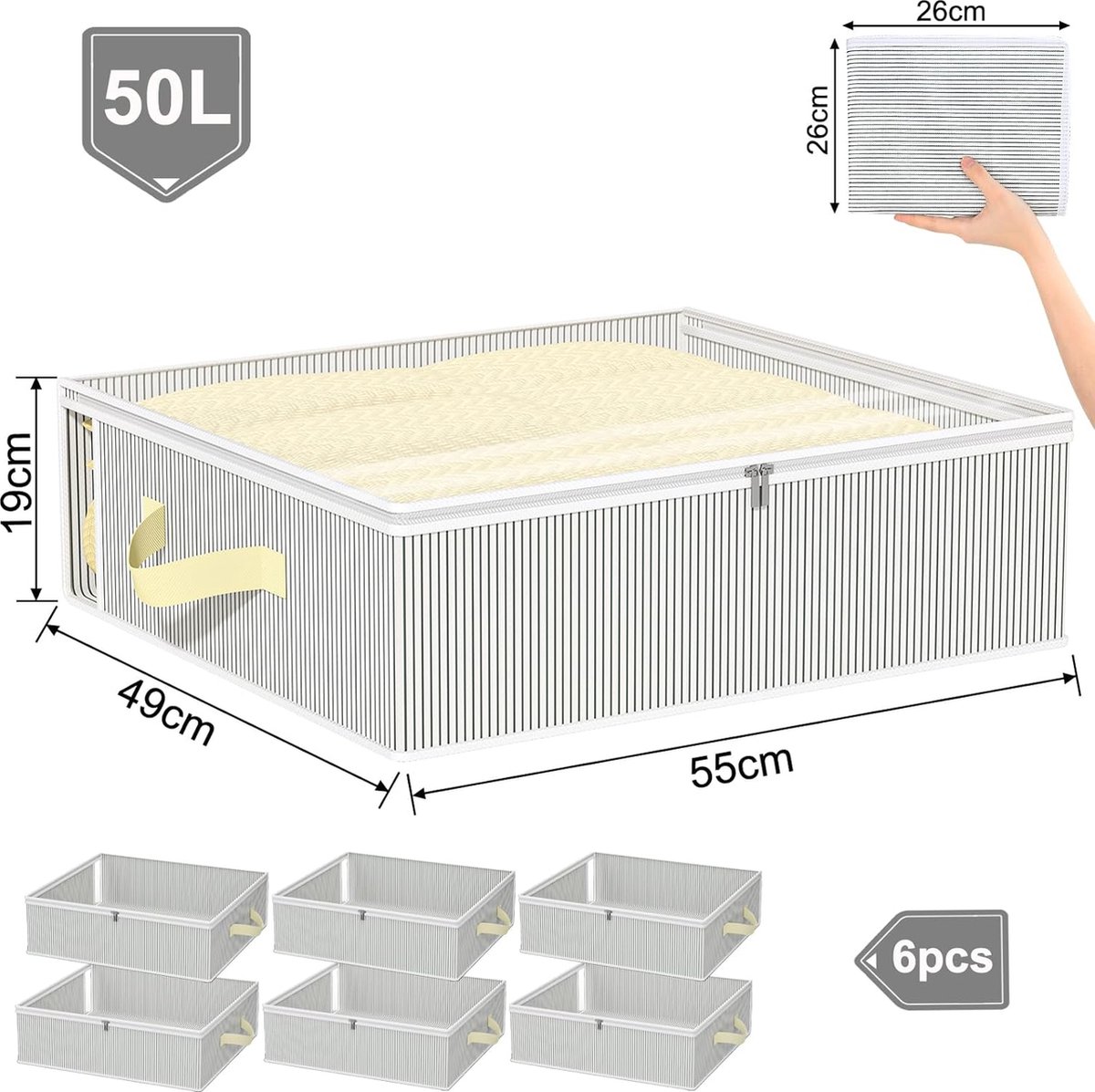 MENAYODA Bed Sheet Organizer with Handle, Bedding Storage, Duvet Cover, Storage Box, Bedding Clothes, Storage Box, Wardrobe, Organizer (4 Pieces