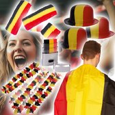 Pack supporters belges - Pack Championnat d'Europe avec 33 gadgets belges | Bandeau de sueur | Bracelet de poignet | Chapeaux | Guirlandes d'Hawaï | bâton de maquillage | Euro 2021 de football | diables Rouges