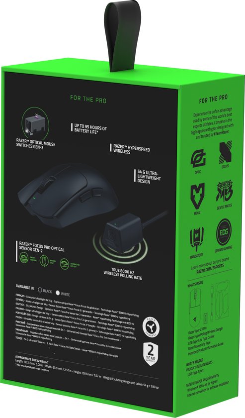 Razer Viper V3 Pro - Draadloze Gaming Muis - 35.000 DPI - Symmetrisch - Optische Switches - Zwart