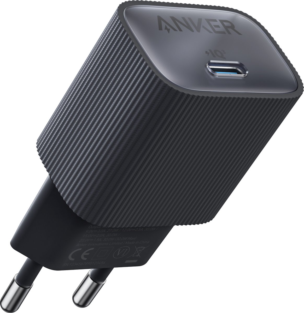 Anker Powerport Nano 4 - Duurzame USB-C Lader - GaN Fast Charge 30W - Zwart