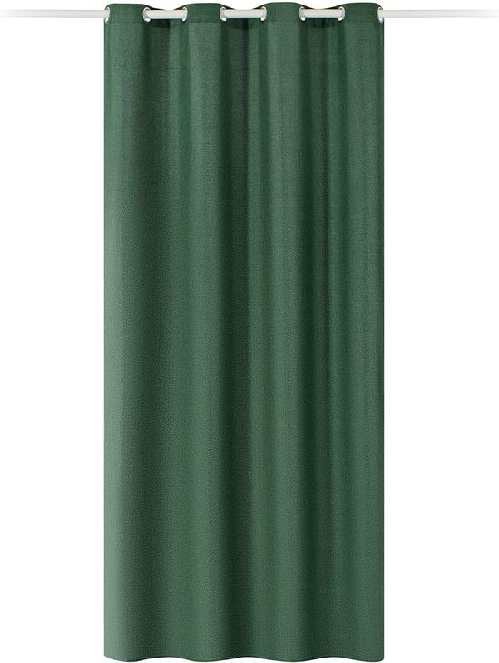 Kant-en-klaar gordijn in linnenlook - Gordijn met ringen 140 x 245 cm - Ondoorzichtig gordijn